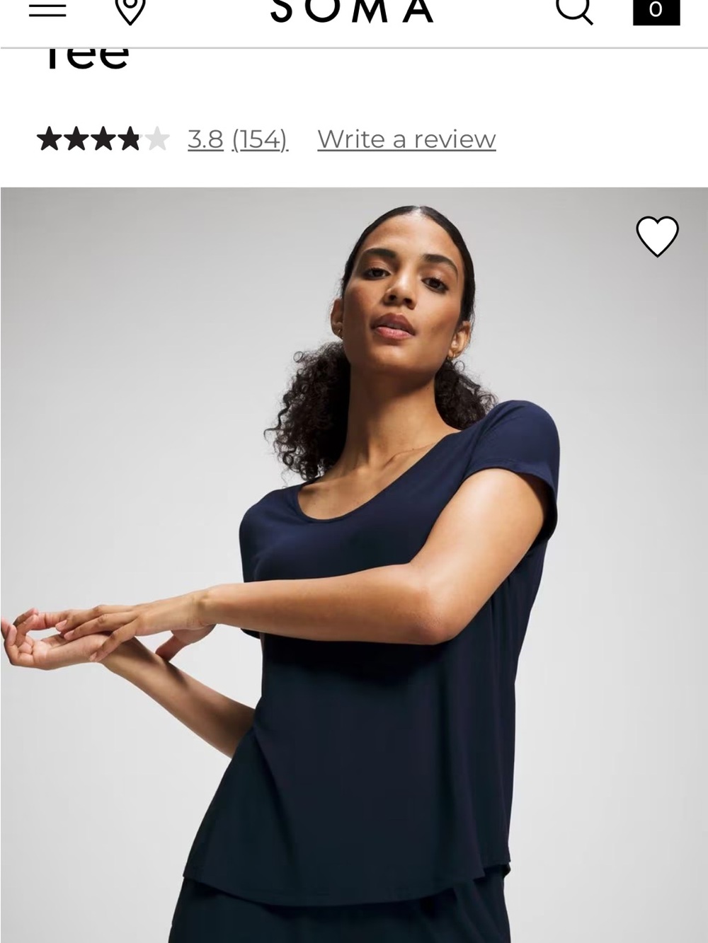 Soma cool nights Navy Short Sleeve Tee pj top XS S